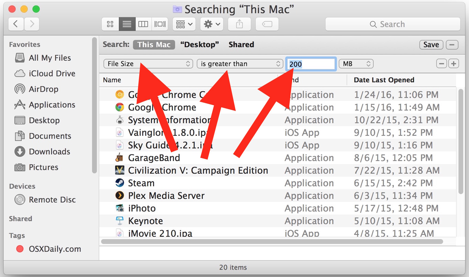 mac search for all files of extension